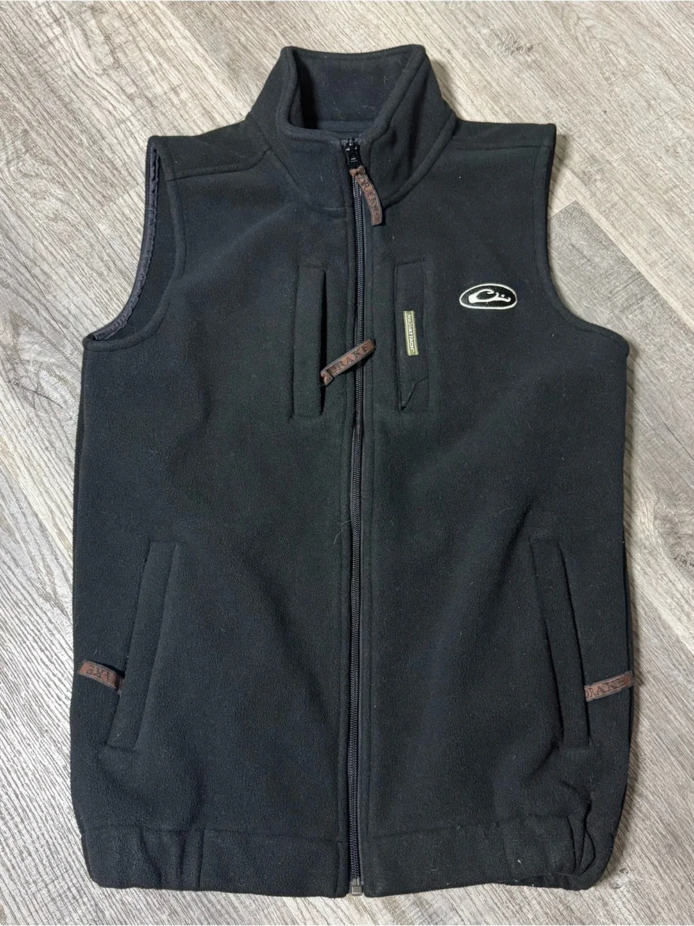 Drake Black Fleece Vest with Stand Collar